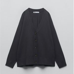 V-NECK KNIT CARDIGAN DARK GRAY REF: 3433/101